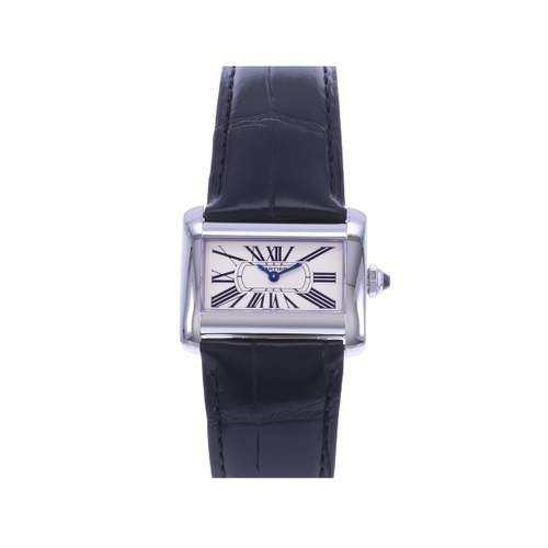 Montre d'occasion CARTIER Tank Divan femme quartz bracelet cuir d'origine