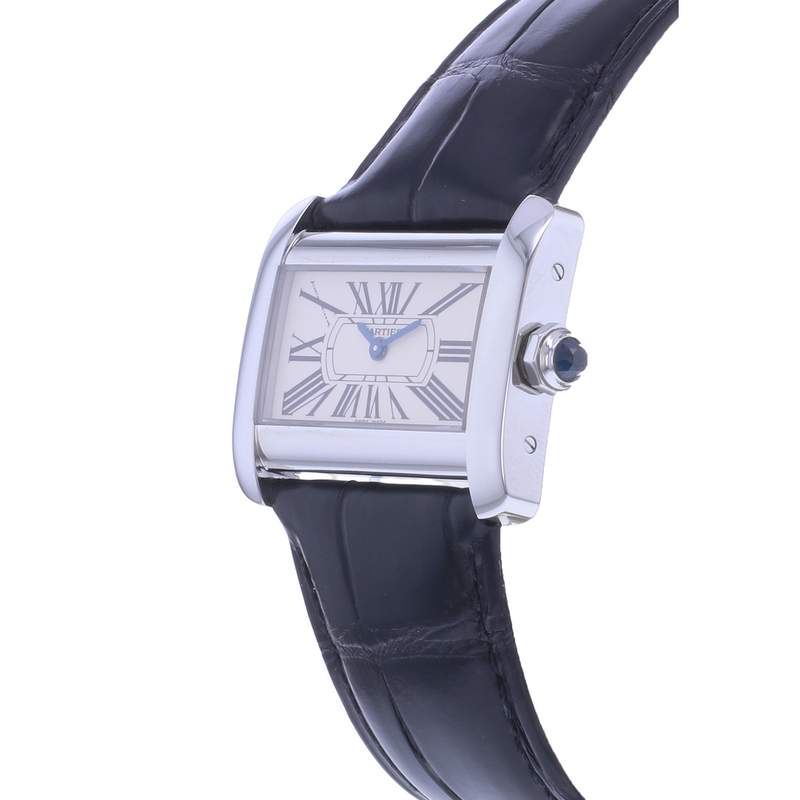 Montre d'occasion CARTIER Tank Divan femme quartz bracelet cuir d'origine - vue D2