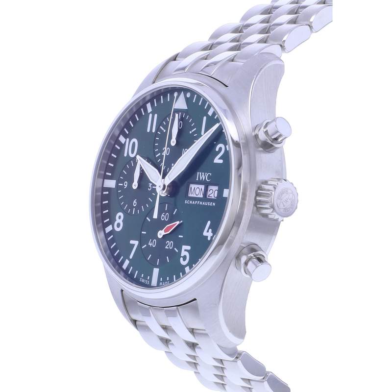 Montre d'occasion IWC Pilot Chronograph homme mouvement automatique certifié (cosc) bracelet acier - vue D2