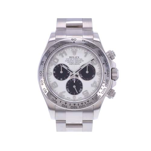 Montre d'occasion ROLEX Cosmograph Daytona Racing homme mouvement automatique certifié (cosc) bracelet or blanc 750/000
