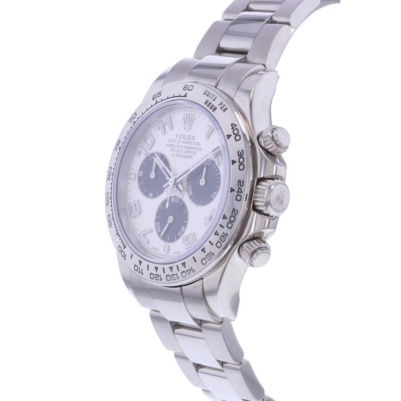 Montre d'occasion ROLEX Cosmograph Daytona Racing homme mouvement automatique certifié (cosc) bracelet or blanc 750/000 - vue D2