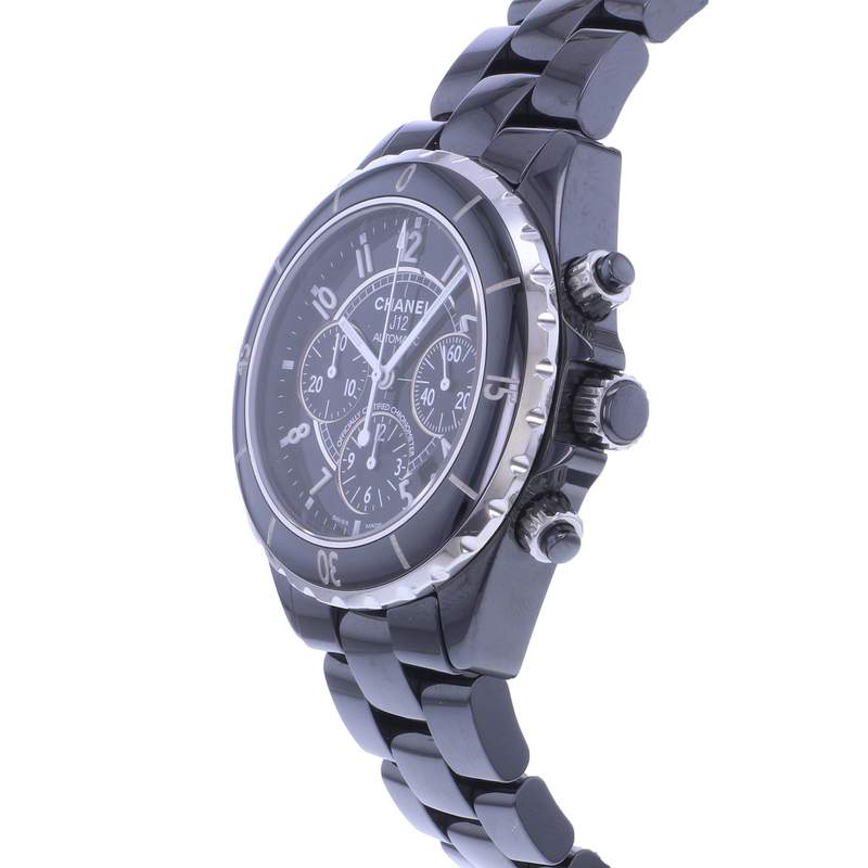 Montre d'occasion CHANEL J12 Chronographe homme mouvement automatique certifié (cosc) bracelet céramique - vue D2
