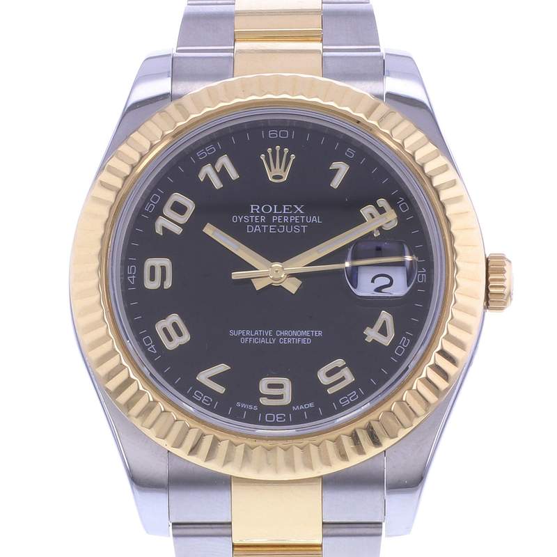 Montre d'occasion ROLEX DateJust II 41 homme mouvement automatique certifié (cosc) bracelet or jaune 750/000 et acier - vue D1