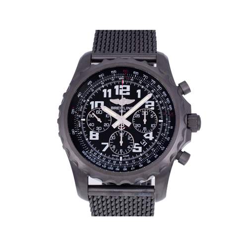 Pre-owned BREITLING Chronospace Blacksteel men's watch with certified automatic movement (COSC) and steel and PVD bracelet