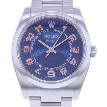 Montre d'occasion ROLEX Air King mixte mouvement automatique certifié (cosc) bracelet acier