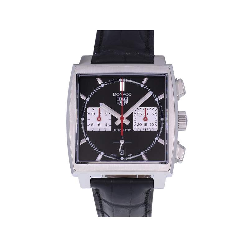 Montre d'occasion TAG HEUER Monaco Calibre Heuer 02 homme automatique bracelet cuir - vue 1