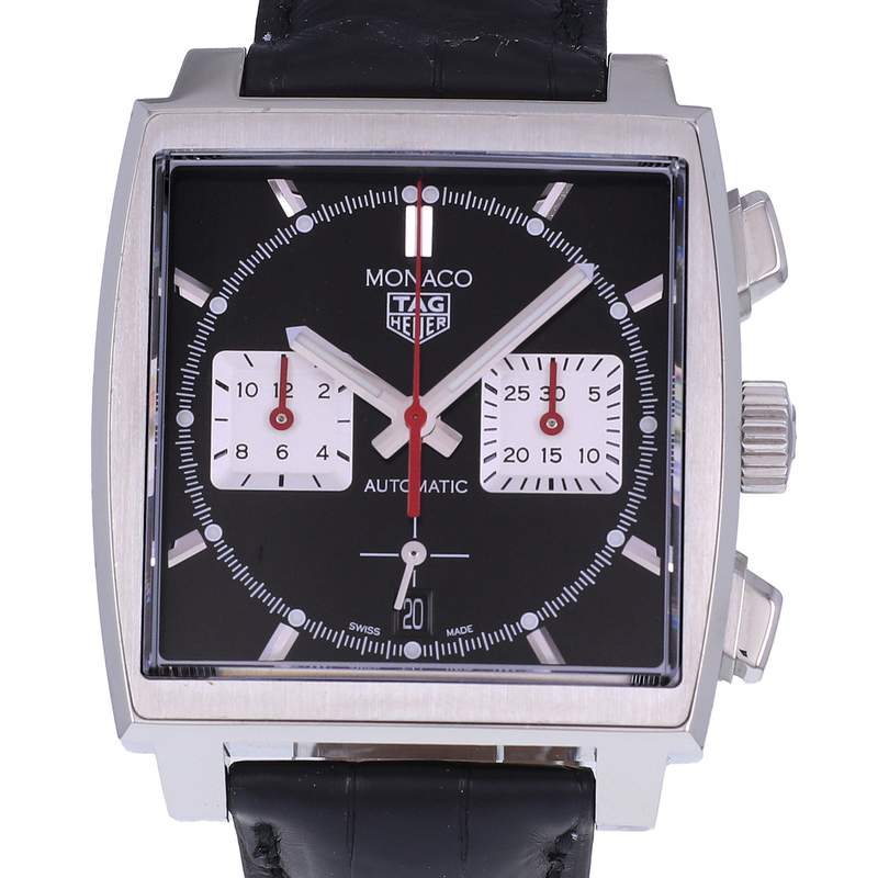 Montre d'occasion TAG HEUER Monaco Calibre Heuer 02 homme automatique bracelet cuir - vue D1