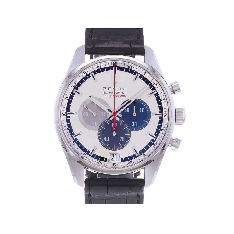 Montre d'occasion ZENITH El Primero Chronographe 1/10 of a second homme automatique bracelet cuir d'origine - vue 1