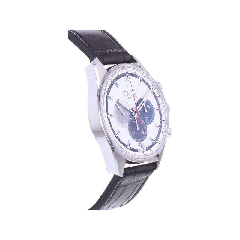 Montre d'occasion ZENITH El Primero Chronographe 1/10 of a second homme automatique bracelet cuir d'origine - vue 2