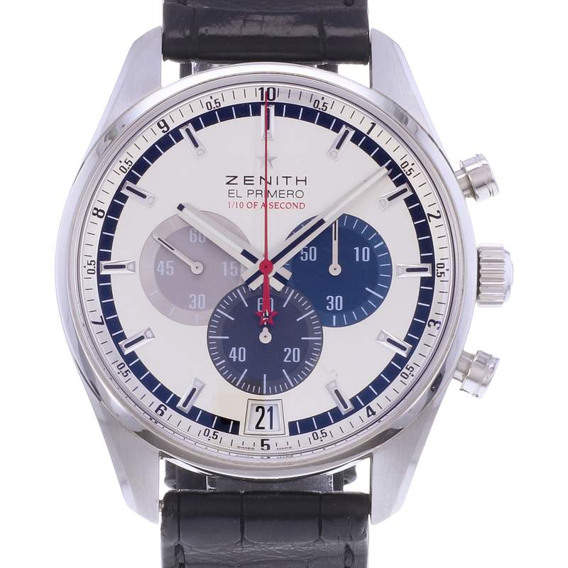 Montre d'occasion ZENITH El Primero Chronographe 1/10 of a second homme automatique bracelet cuir d'origine - vue D1