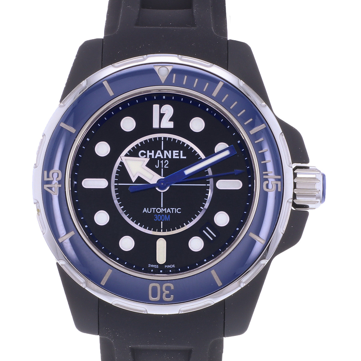Montre d'occasion CHANEL J12 Marine femme automatique bracelet caoutchouc - vue D1