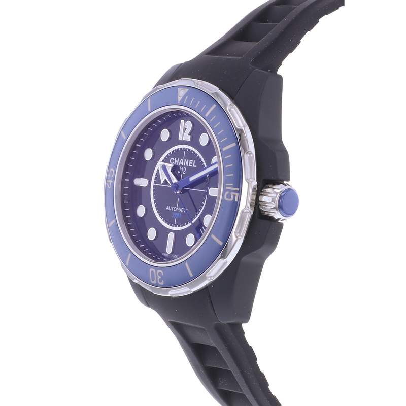 Montre d'occasion CHANEL J12 Marine femme automatique bracelet caoutchouc - vue D2