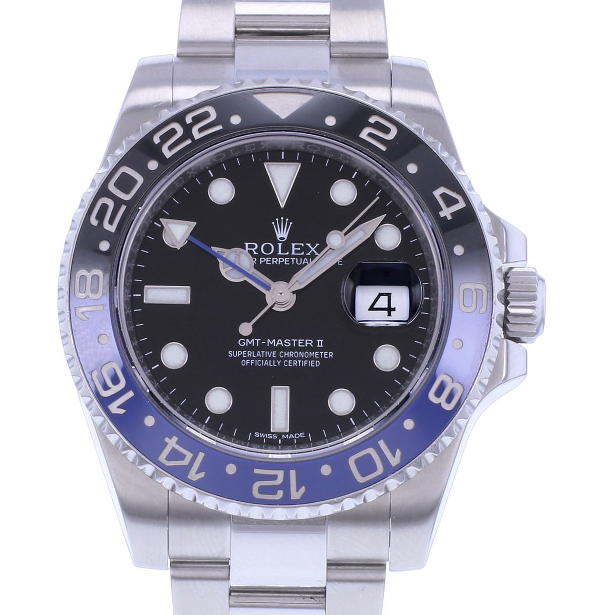 Montre d'occasion ROLEX GMT-Master II Batman homme mouvement automatique certifié (cosc) bracelet acier - vue D1