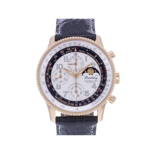 Pre-owned BREITLING Montbrillant Olympus Gold men's watch, certified automatic movement (COSC), Cresus leather strap