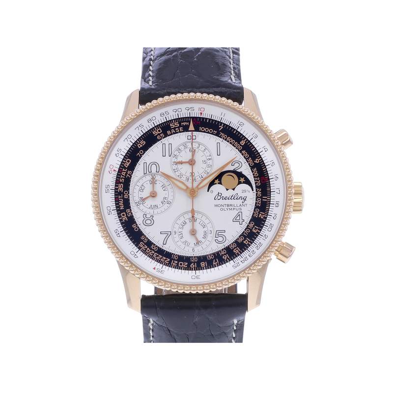 Montre d'occasion BREITLING Montbrillant Olympus Gold homme mouvement automatique certifié (cosc) bracelet cuir cresus - vue 1