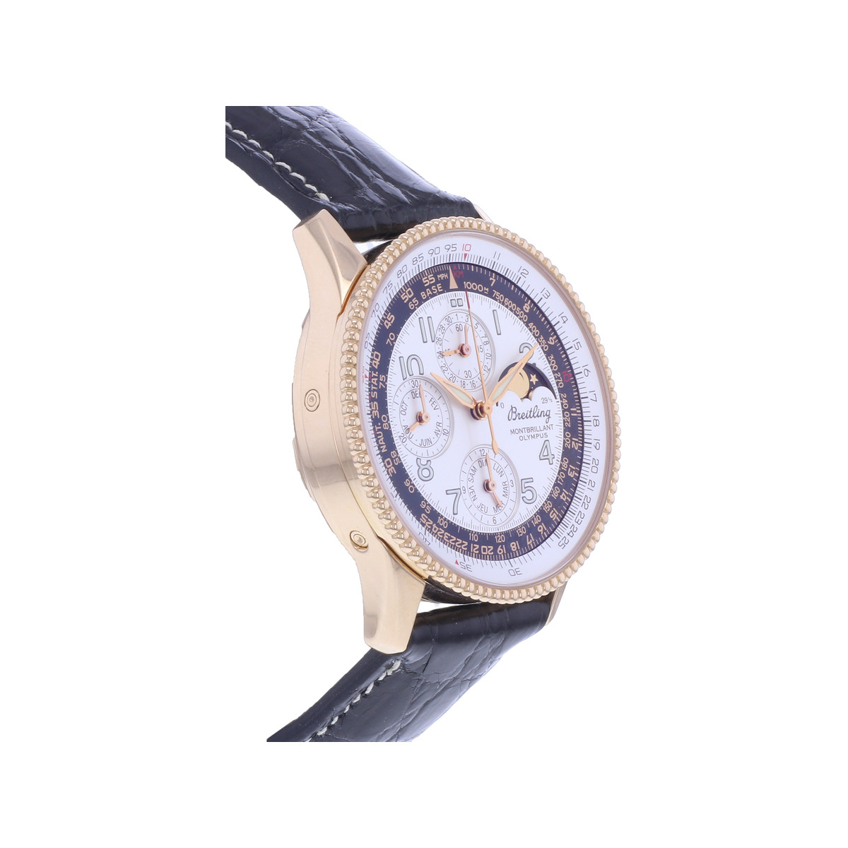 Montre d'occasion BREITLING Montbrillant Olympus Gold homme mouvement automatique certifié (cosc) bracelet cuir cresus - vue 2