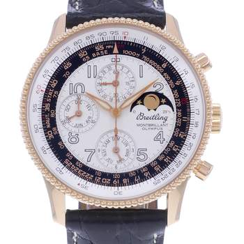 Montre d'occasion BREITLING Montbrillant Olympus Gold homme mouvement automatique certifié (cosc) bracelet cuir cresus