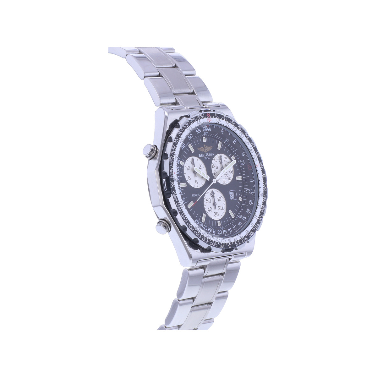 Montre d'occasion BREITLING Jupiter Pilot Vintage homme quartz bracelet acier - vue 2