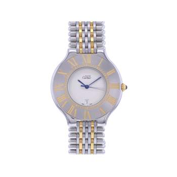 Montre d'occasion CARTIER Must 21 XL homme quartz bracelet or jaune 750/000 et acier