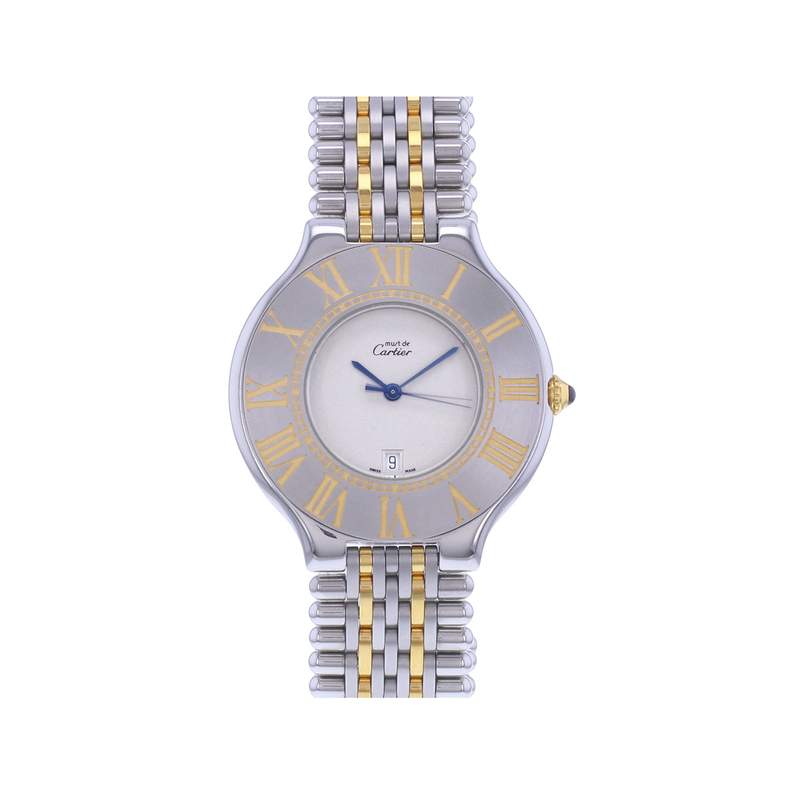 Montre d'occasion CARTIER Must 21 XL homme quartz bracelet or jaune 750/000 et acier - vue 1