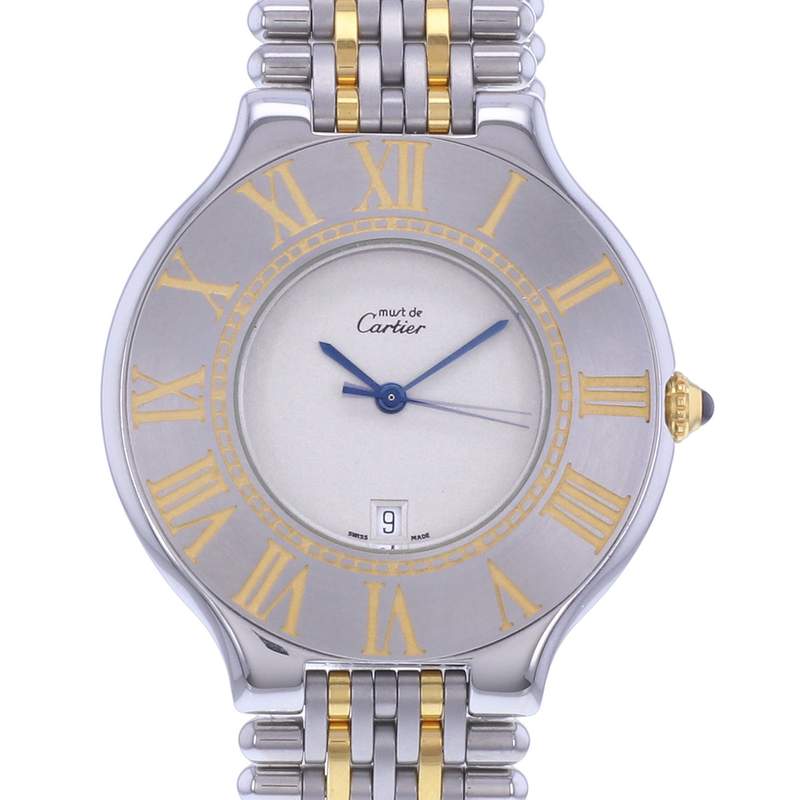 Montre d'occasion CARTIER Must 21 XL homme quartz bracelet or jaune 750/000 et acier - vue D1