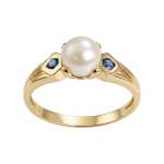 Bague d'occasion or 750 jaune perle de culture saphir - vue 1