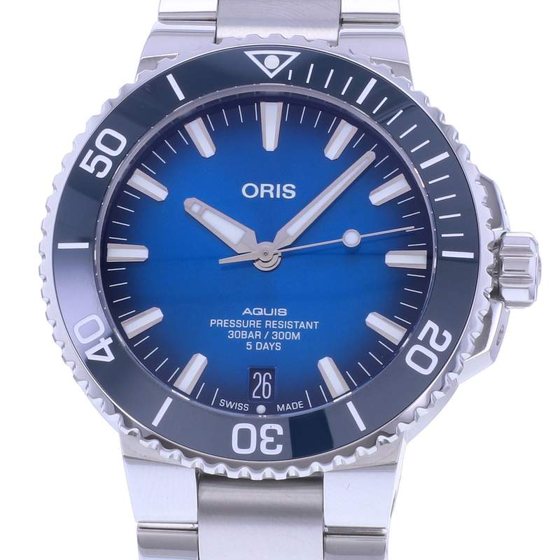 Montre d'occasion ORIS Aquis Date homme automatique bracelet acier - vue D1