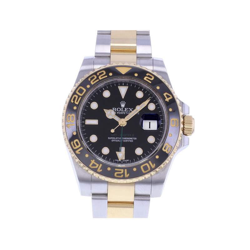 Montre d'occasion ROLEX GMT-Master II homme mouvement automatique certifié (cosc) bracelet or jaune 750/000 et acier - vue 1