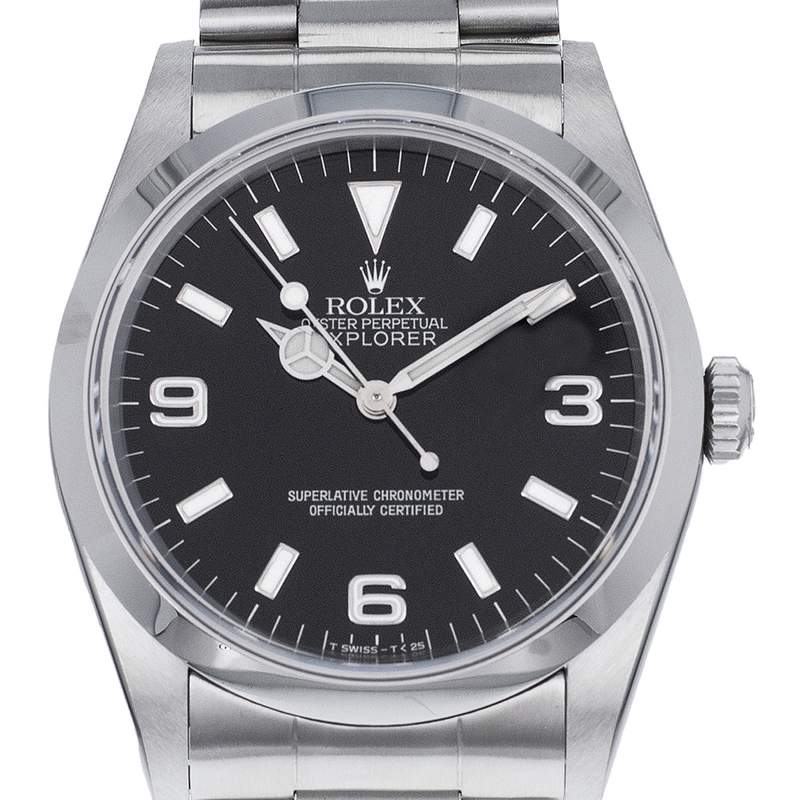 Montre d'occasion ROLEX Explorer I homme mouvement automatique certifié (cosc) bracelet acier - vue D1