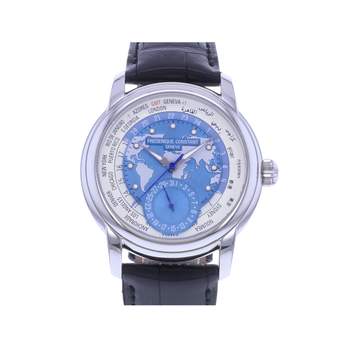 Montre d'occasion FREDERIQUE CONSTANT Classic Manufacture Worldtime homme automatique bracelet cuir d'origine