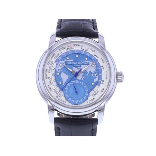Montre d'occasion FREDERIQUE CONSTANT Classic Manufacture Worldtime homme automatique bracelet cuir d'origine