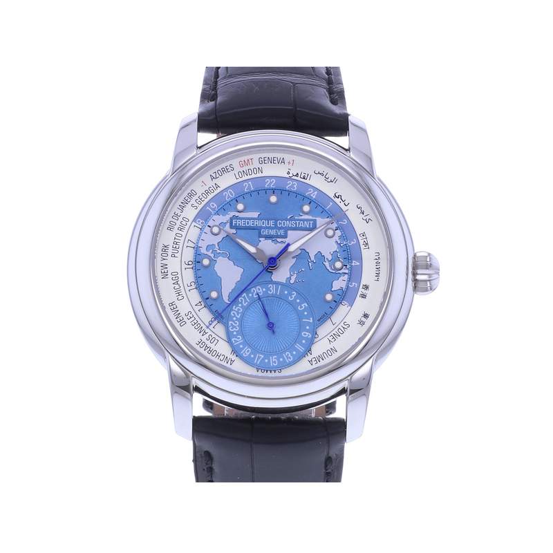 Montre d'occasion FREDERIQUE CONSTANT Classic Manufacture Worldtime homme automatique bracelet cuir d'origine - vue 1