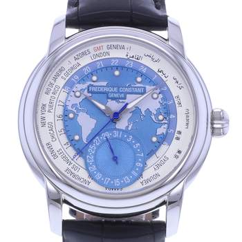Montre d'occasion FREDERIQUE CONSTANT Classic Manufacture Worldtime homme automatique bracelet cuir d'origine