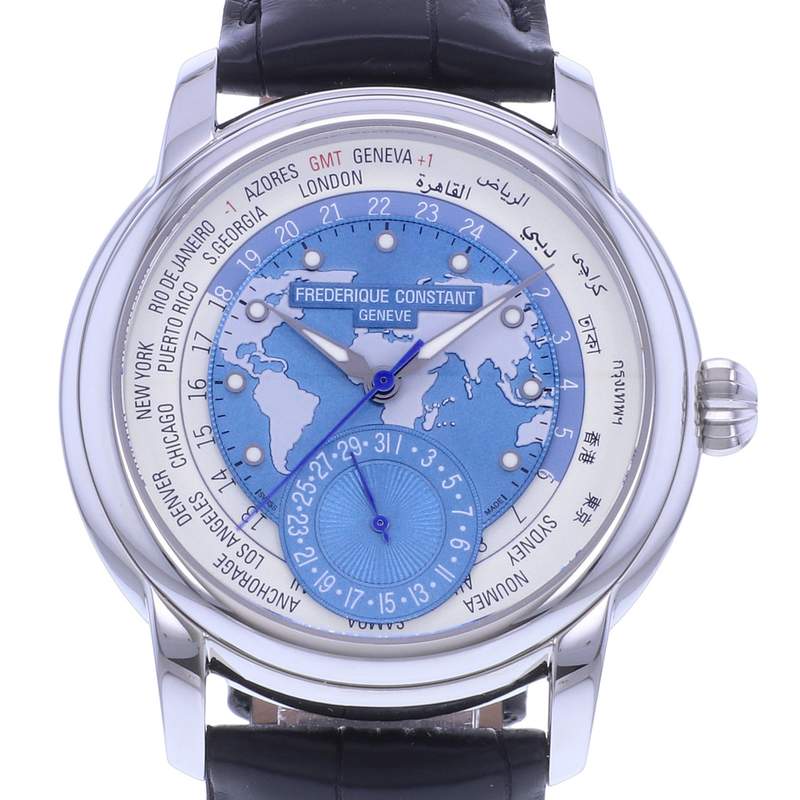 Montre d'occasion FREDERIQUE CONSTANT Classic Manufacture Worldtime homme automatique bracelet cuir d'origine - vue D1