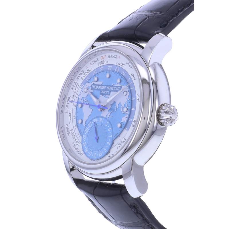 Montre d'occasion FREDERIQUE CONSTANT Classic Manufacture Worldtime homme automatique bracelet cuir d'origine - vue D2