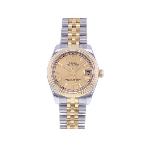 Montre d'occasion ROLEX DateJust Lady femme mouvement automatique certifié (cosc) bracelet or jaune 750/000 et acier