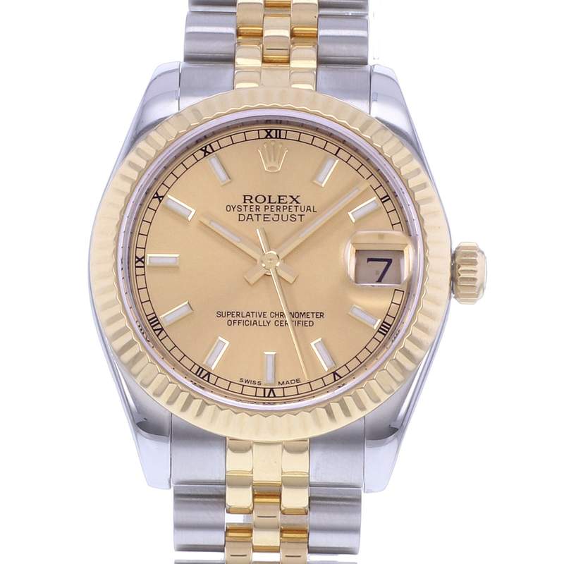 Montre d'occasion ROLEX DateJust Lady femme mouvement automatique certifié (cosc) bracelet or jaune 750/000 et acier - vue D1