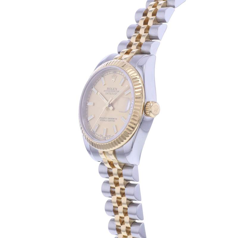 Montre d'occasion ROLEX DateJust Lady femme mouvement automatique certifié (cosc) bracelet or jaune 750/000 et acier - vue D2