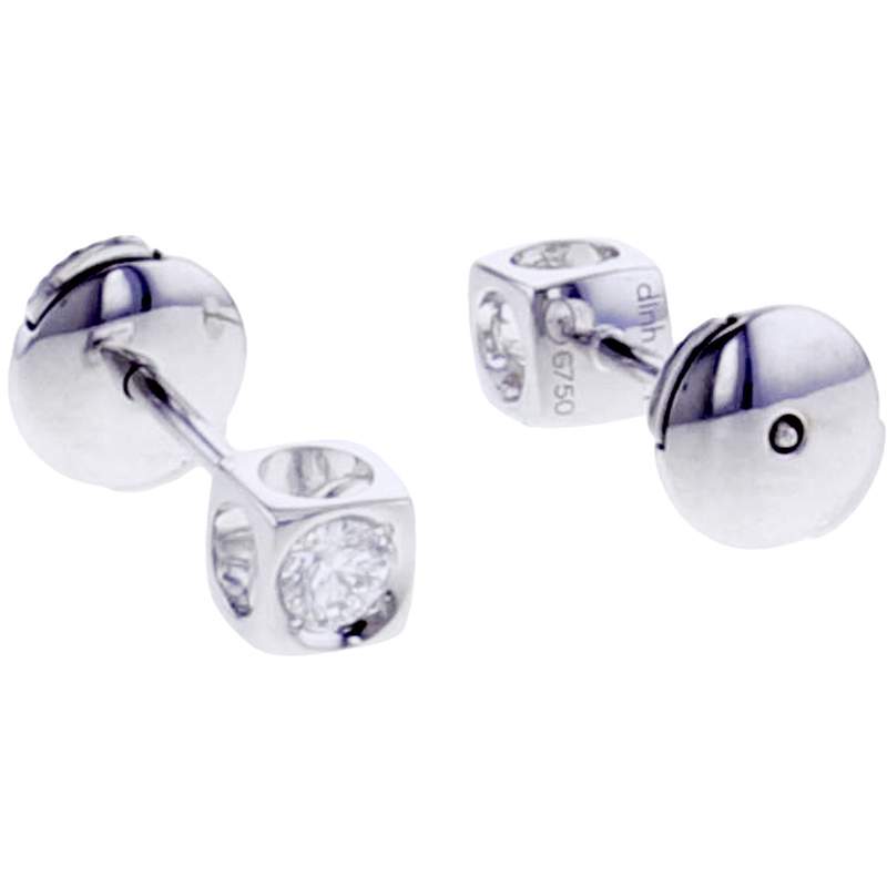 Boucles-oreilles d'occasion DINH VAN Le Cube Diamant or blanc 750/1000 - vue 1