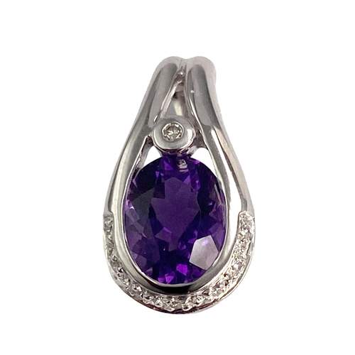 Pendentif occasion or blanc amethyste diamant