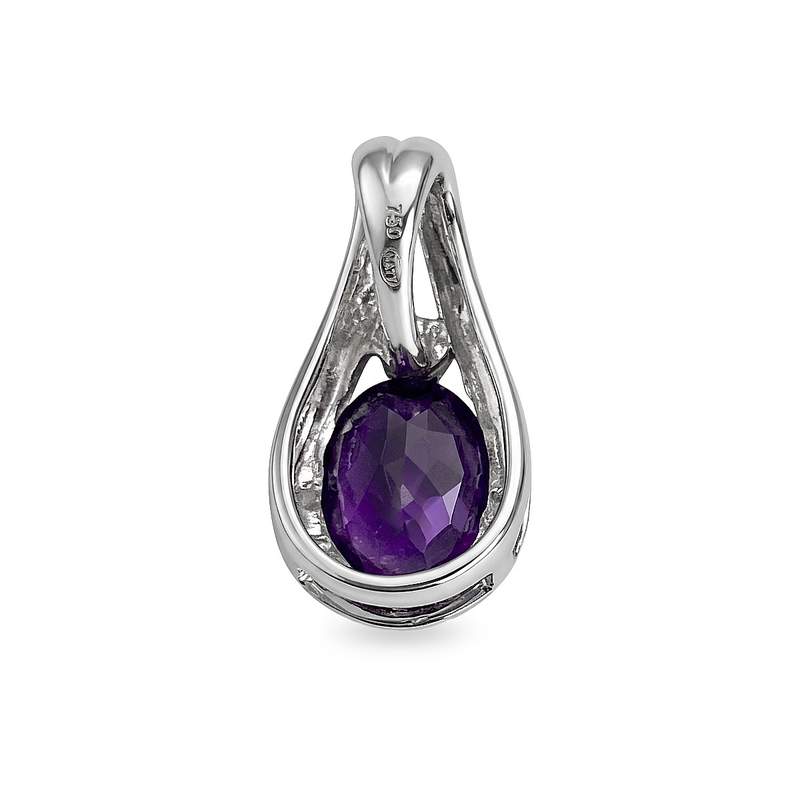 Pendentif occasion or blanc amethyste diamant - vue 2