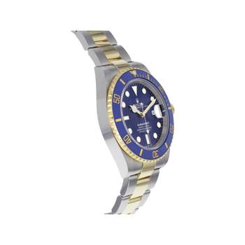 Montre d'occasion rolex submariner date homme mouvement automatique certifié (cosc) bracelet or jaune 750/000 et acier
