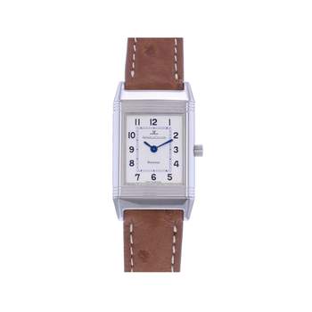 Tweedehands JAEGER LECOULTRE Reverso Lady dameshorloge met quartz uurwerk en een leren armband in de kleur cresus