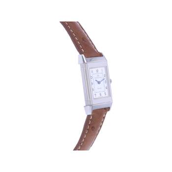 Tweedehands JAEGER LECOULTRE Reverso Lady dameshorloge met quartz uurwerk en een leren armband in de kleur cresus