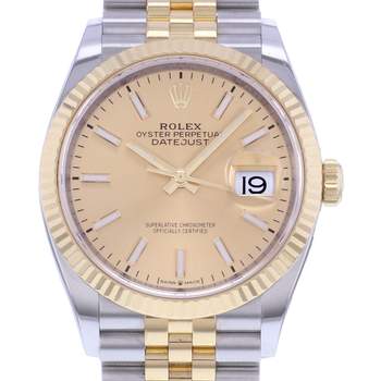 Montre d'occasion ROLEX DateJust 36 mixte mouvement automatique certifié (cosc) bracelet or jaune 750/000 et acier