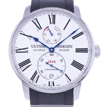 Tweedehands ULYSSE NARDIN Marine Torpilleur herenhorloge met gecertificeerd automatisch uurwerk (COSC) en rubberen band