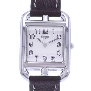 Used HERMES Cape Cod ladies quartz watch leather strap cresus