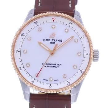 Pre-owned BREITLING Navitimer women's quartz watch with original leather strap
