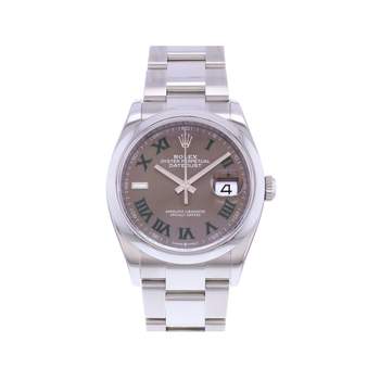 Montre d'occasion ROLEX DateJust 36 Wimbledon mixte mouvement automatique certifié (cosc) bracelet acier