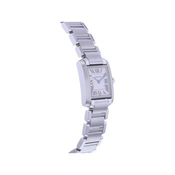 Pre-owned CARTIER Tank Française Mini women's quartz watch with a steel bracelet